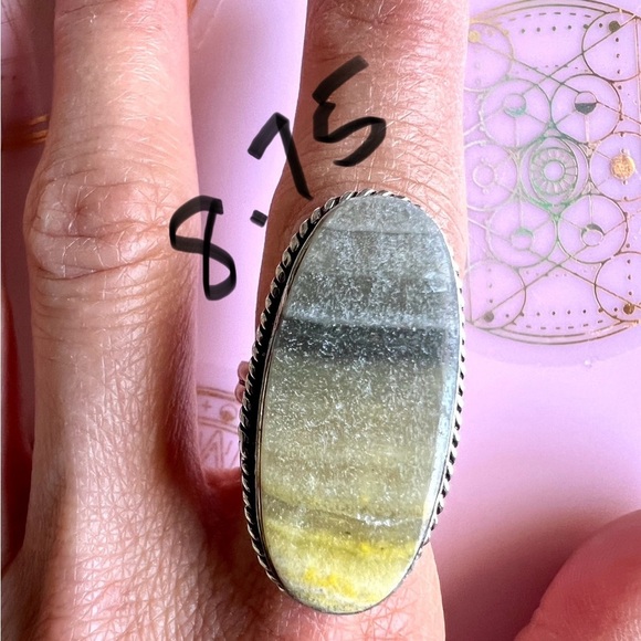 925 You Choose! Ornate Bumble Bee Jasper Ring 8, 8.75 - Picture 7 of 9